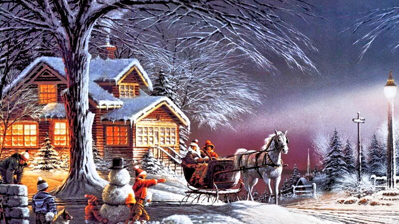 Sleigh with Horse and Passengers