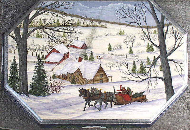 Sleigh with Horses in Snow