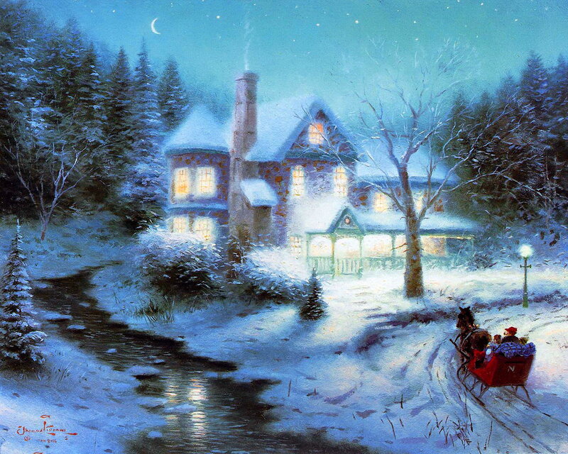 Sleigh with Passengers — Blue, Serene, Night
