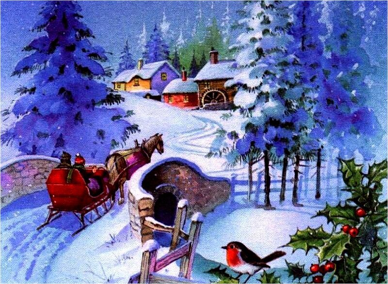 Sleigh with Passengers — Blue