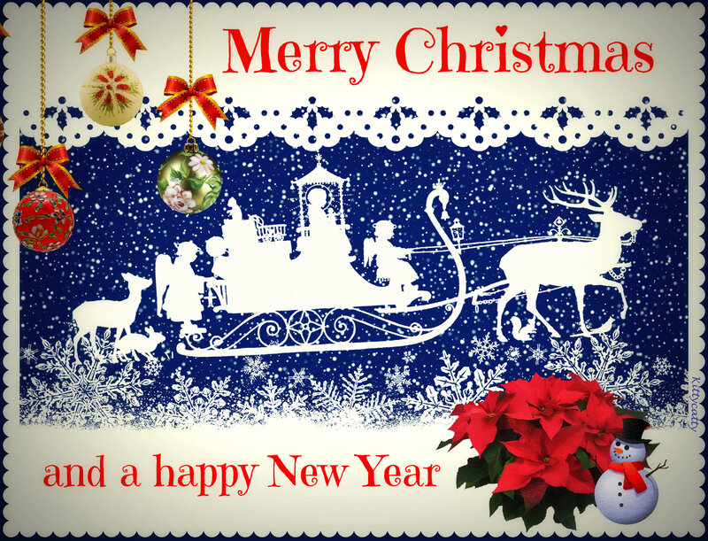 Sleigh with Reindeer — Blue