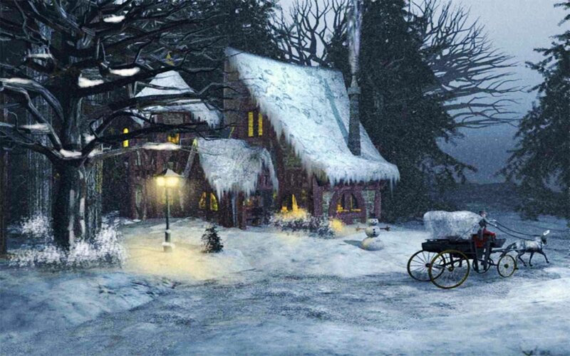 Sleigh with Reindeer — White