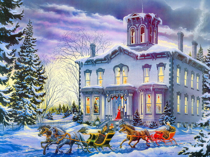 Sleighs in Winter Scene