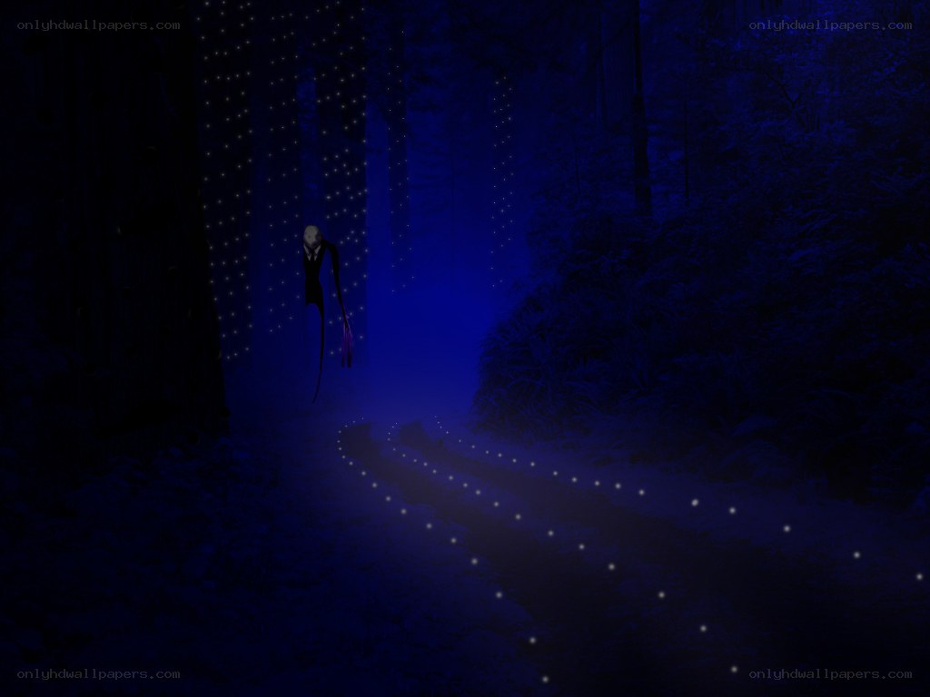 Slender Man in a dark forest