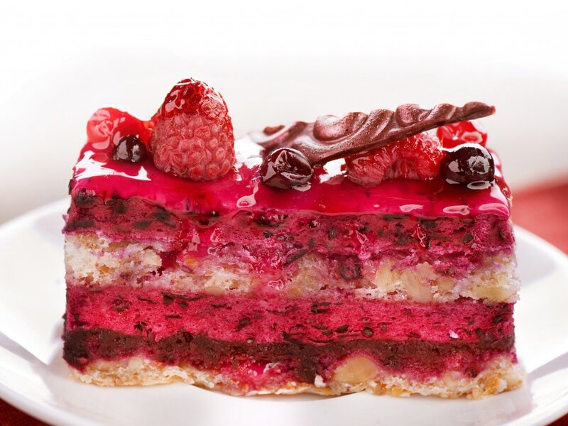 Slice of Berry Cake — Red, Appetizing
