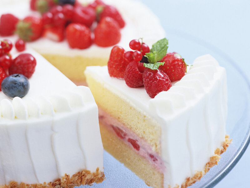 Slice of Berry Cake — White, Fresh, Photograph
