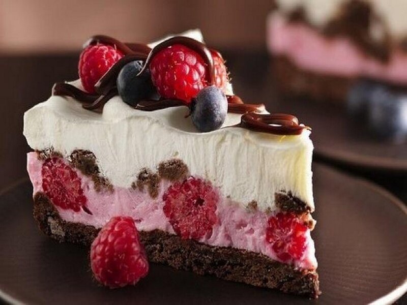 Slice of Berry Cheesecake — Brown, Appetizing