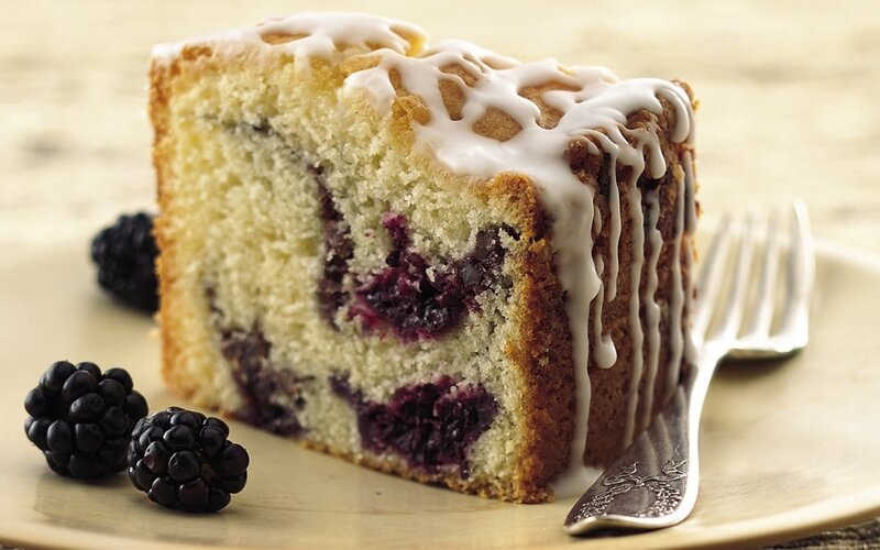 Slice of Blackberry Cake — Beige, Appetizing
