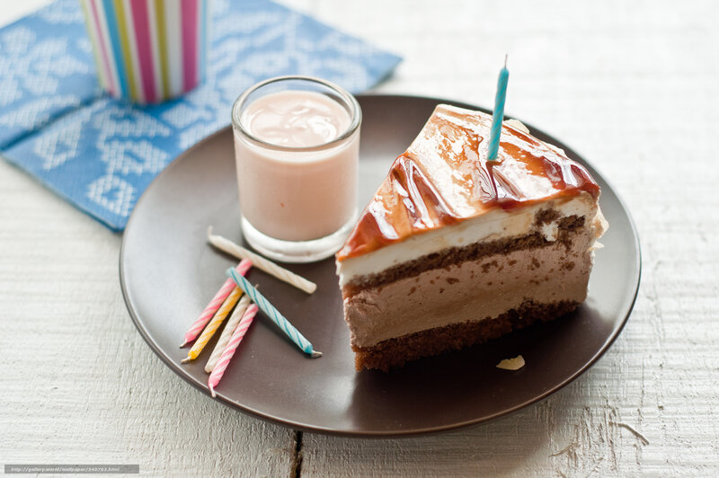 Slice of Cake on Plate — Brown, Festive
