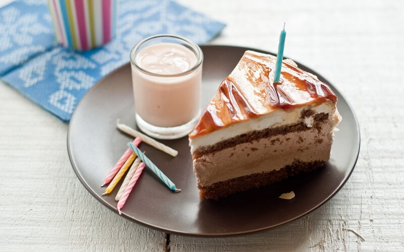 Slice of Cake on Plate — Brown