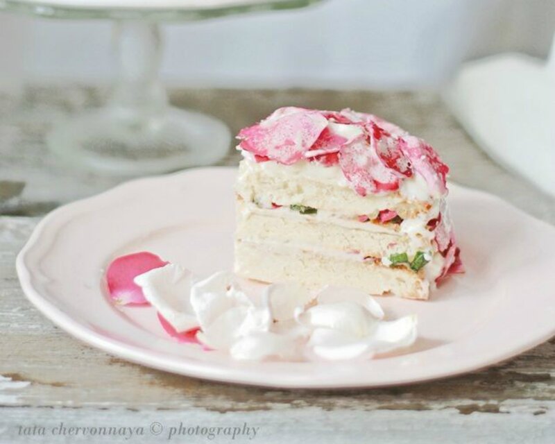 Slice of Cake on Plate — Pink, Serene