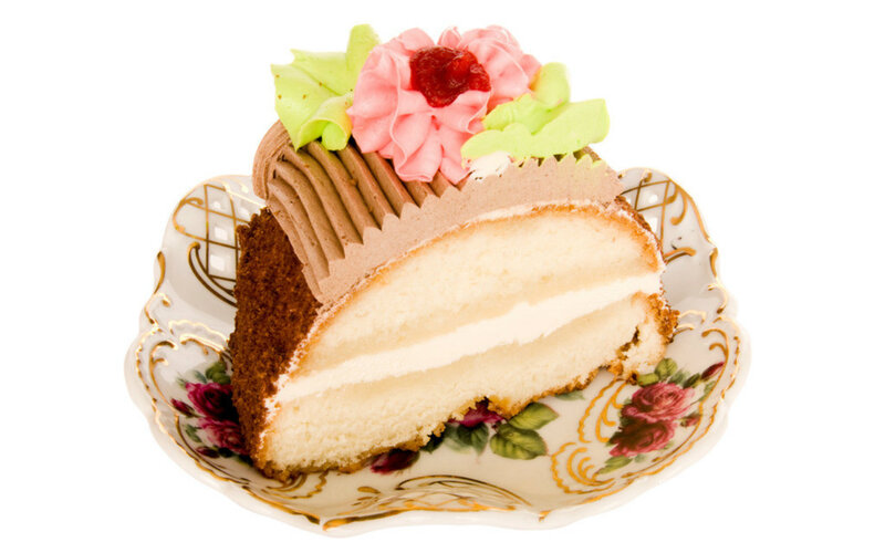Slice of Cake on Plate — White, Neutral