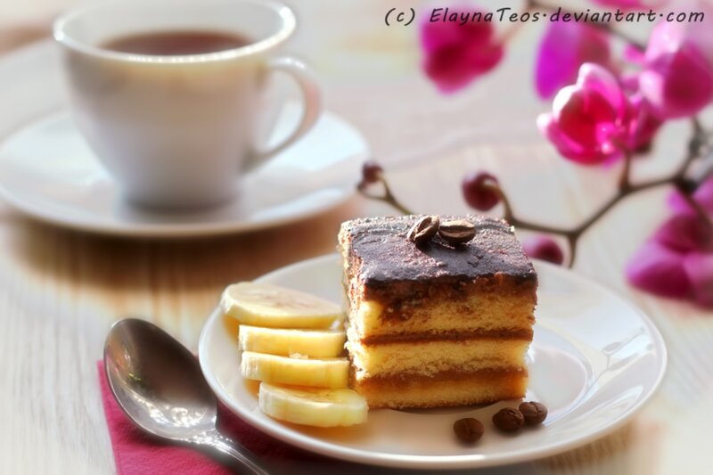 Slice of Cake with Bananas