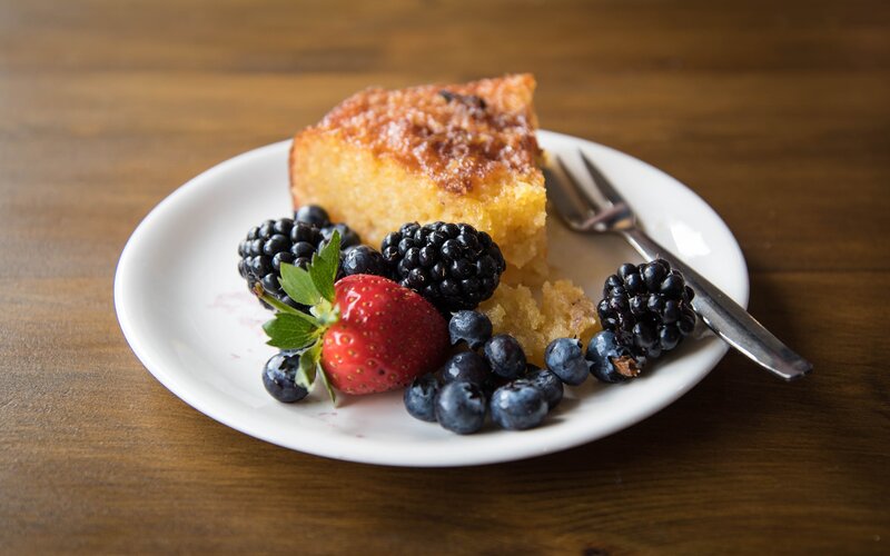 Slice of Cake with Berries — Brown