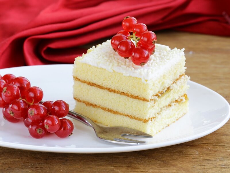 Slice of Cake with Berries — White