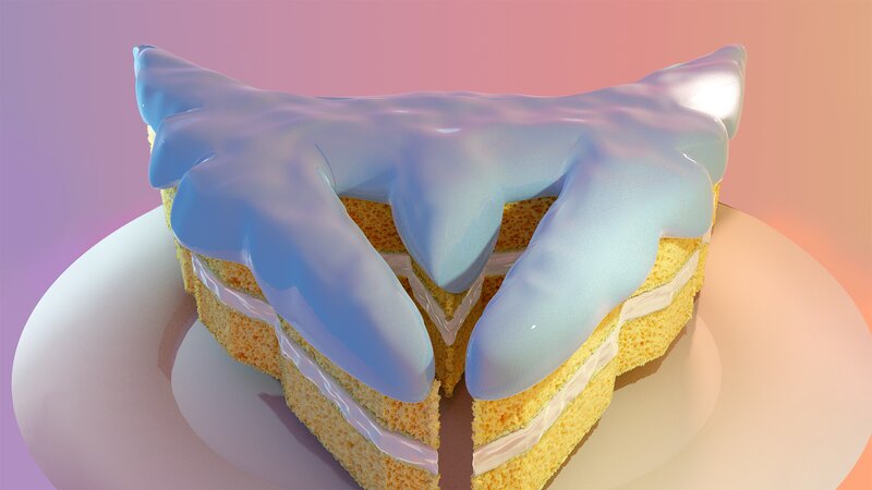Slice of Cake with Blue Icing