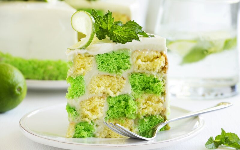 Slice of Checkerboard Cake — Green, Refreshing
