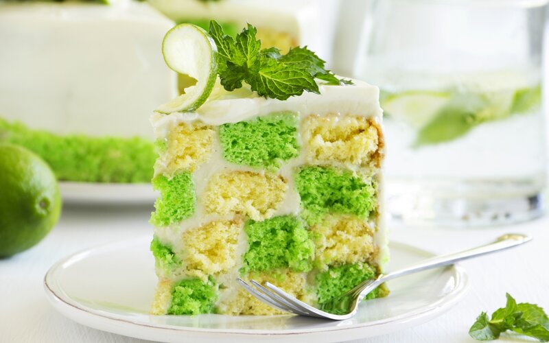 Slice of Checkerboard Cake — Green