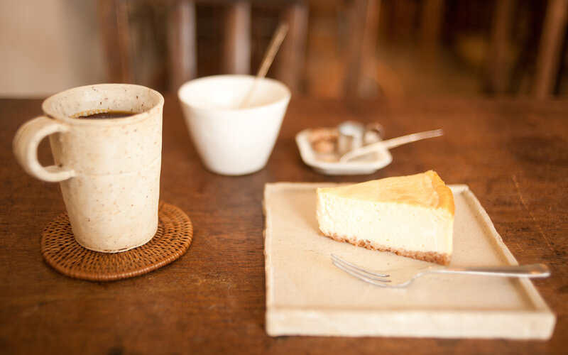 Slice of Cheesecake and Coffee