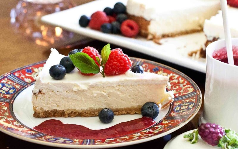 Slice of Cheesecake — White, Appetizing, Photograph, Berries