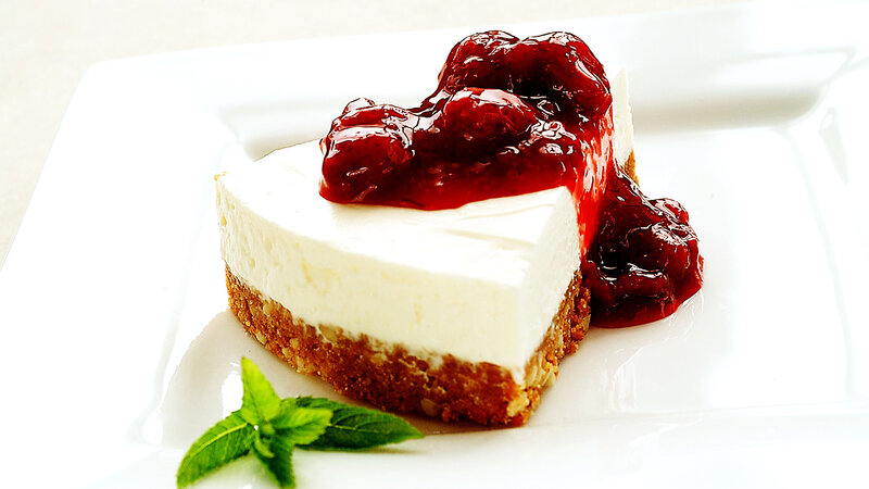 Slice of Cheesecake — White, Appetizing, Photograph, Cherry Sauce
