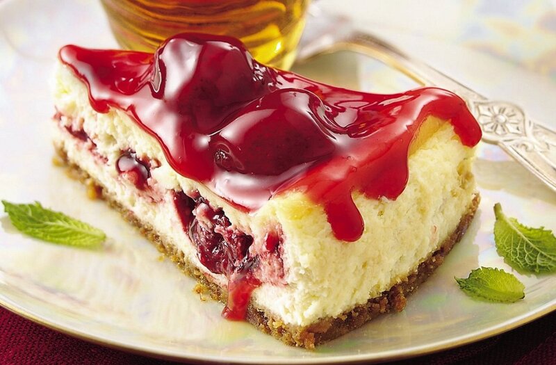 Slice of Cheesecake — White, Appetizing, Photograph, Mint Leaves