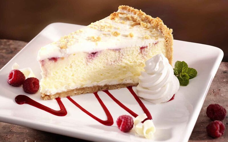 Slice of Cheesecake — White, Appetizing, Photograph, Raspberries