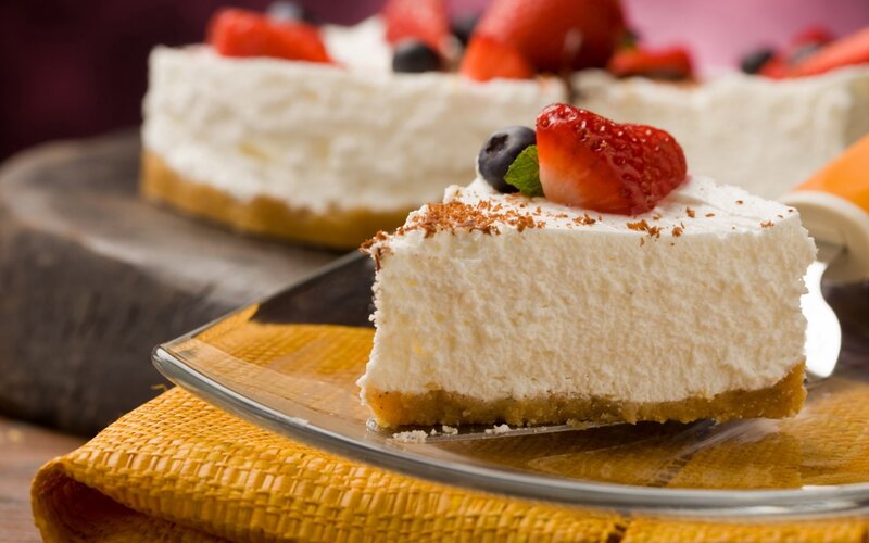 slice of cheesecake with berries