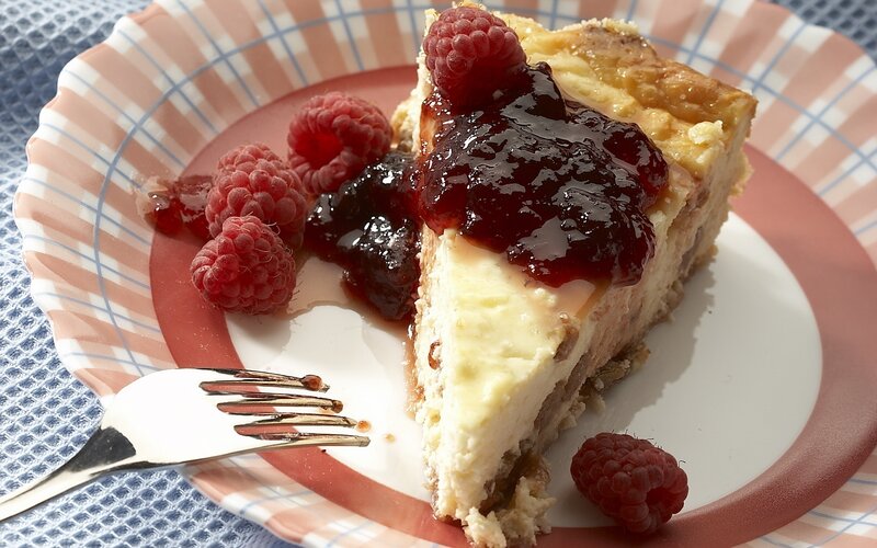 Slice of Cheesecake with Berries — White, Appetizing