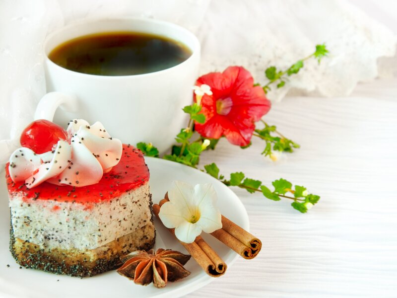 Slice of Cheesecake with Coffee