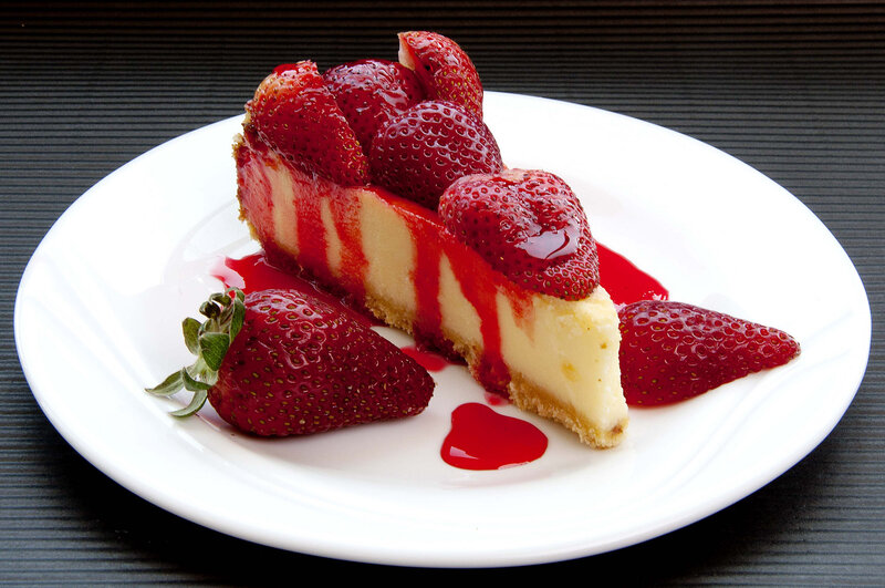 Slice of Cheesecake with Strawberries
