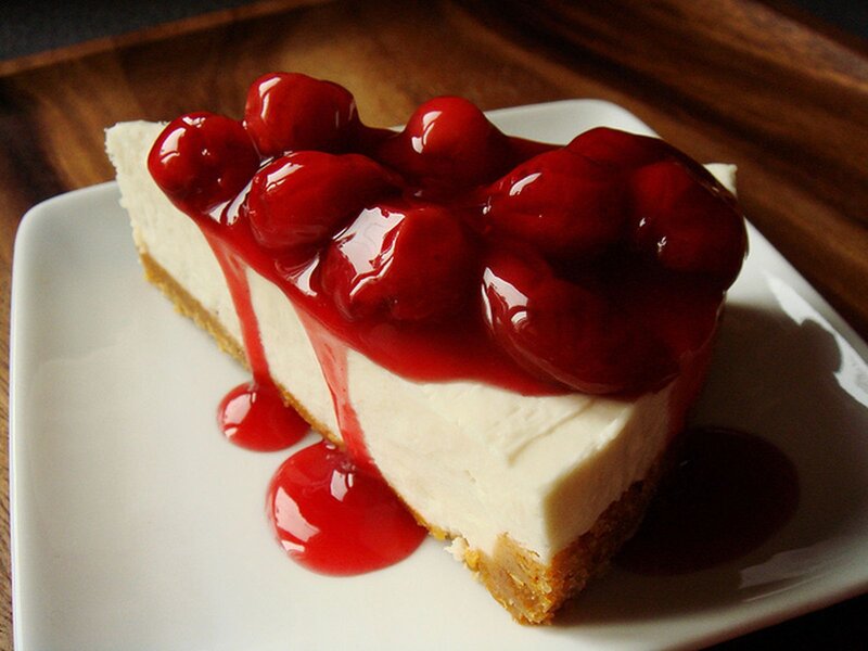 Slice of Cherry Cheesecake