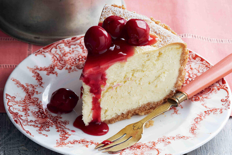Slice of Cherry Cheesecake — White