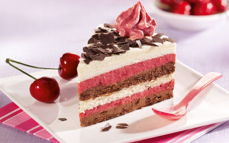 Slice of Cherry Chocolate Cake