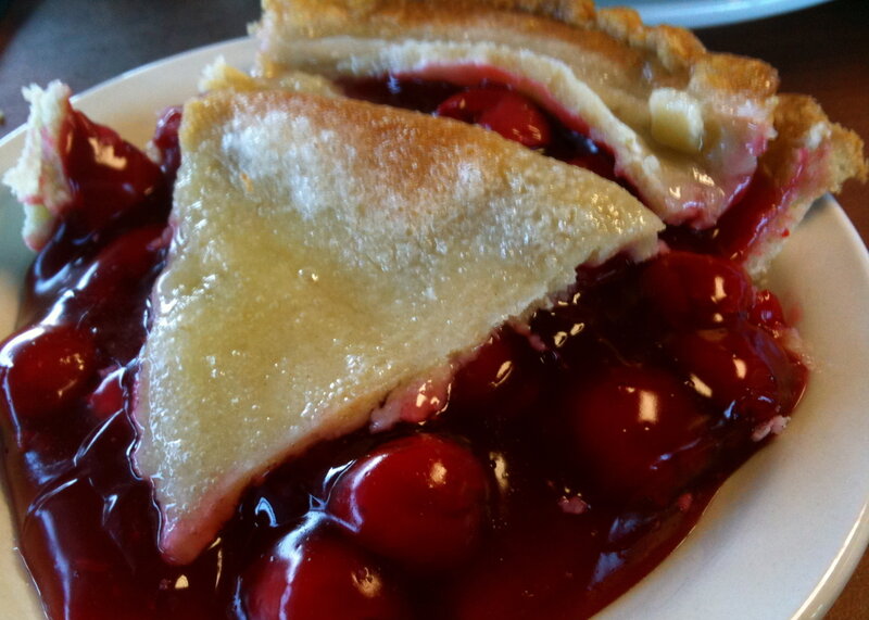 slice of cherry pie on plate
