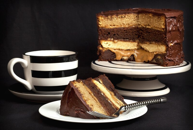 Slice of Chocolate Cake — Black