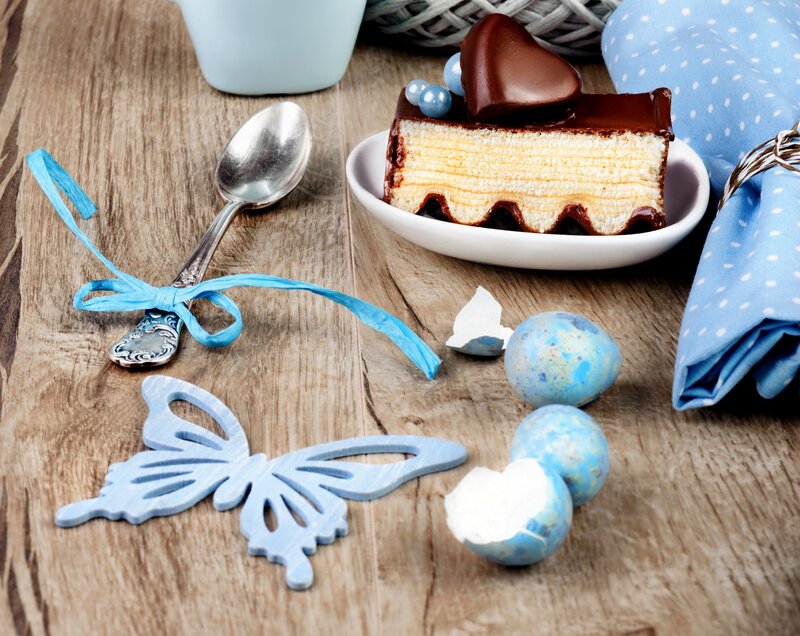Slice of Chocolate Cake — Blue, Calm