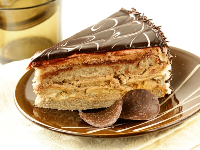 Slice of Chocolate Cake — Brown, Appetizing, Photograph, Plate, Glass