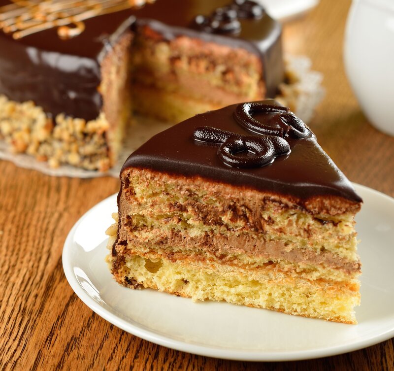 Slice of Chocolate Cake — Brown, Appetizing, Photograph, Plate