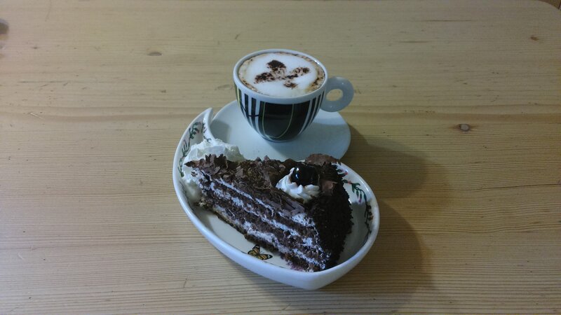 Slice of Chocolate Cake — Brown, Calm, Photograph, Coffee Cup