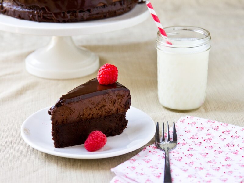 Slice of Chocolate Cake — Brown, Calm, Photograph, Raspberry