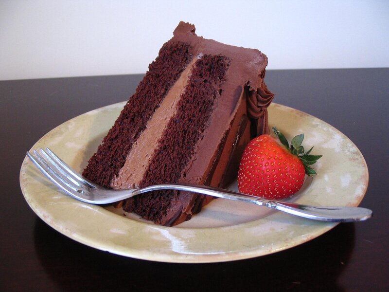 Slice of Chocolate Cake — Brown, Calm, Photograph, Strawberry