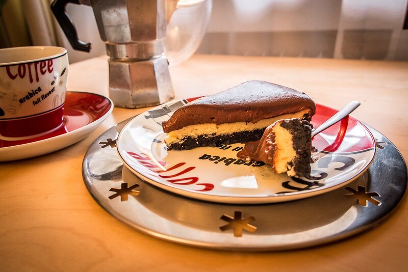 Slice of Chocolate Cake — Brown, Cozy