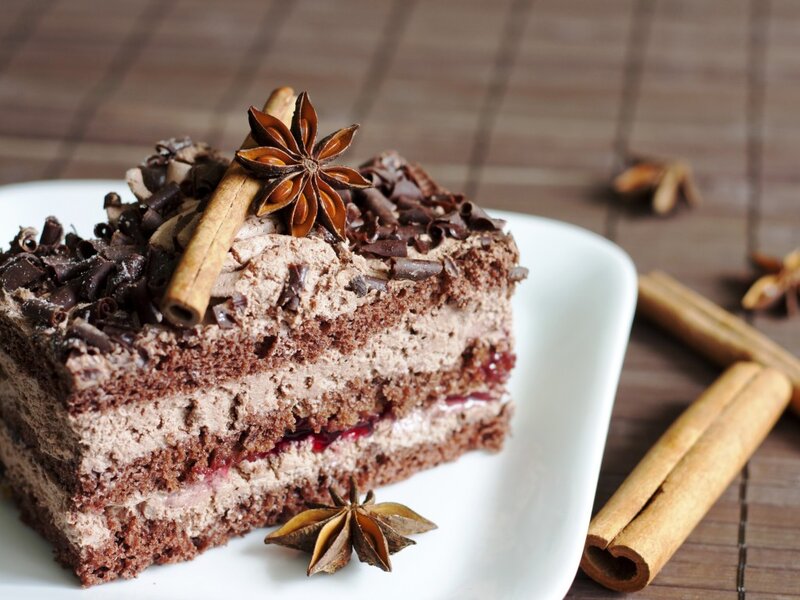 Slice of Chocolate Cake — Brown, Warm