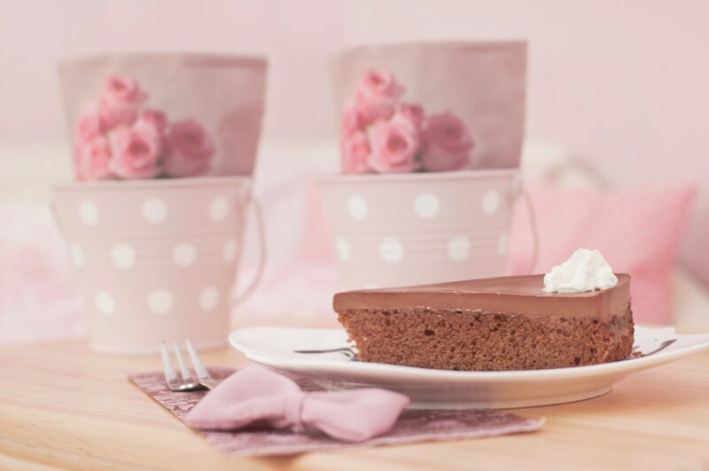 Slice of Chocolate Cake — Pink, Calm