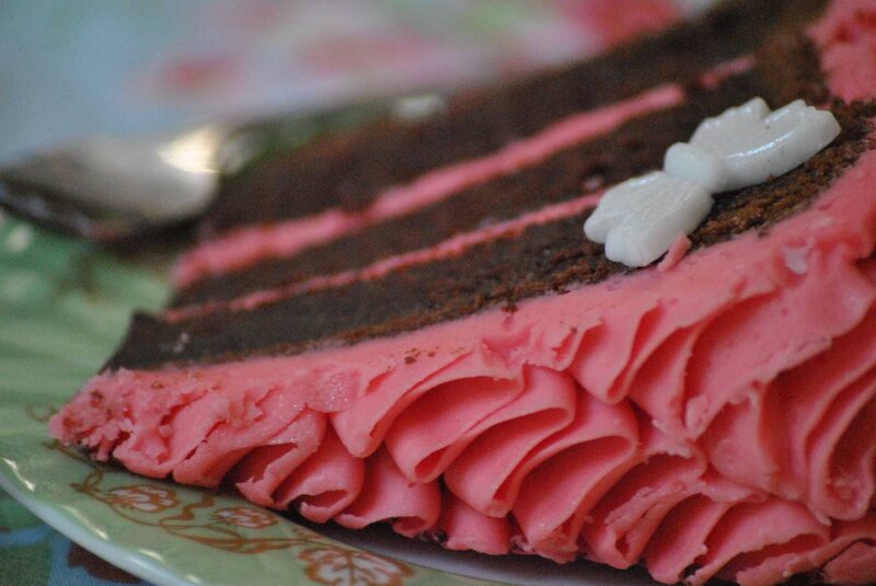 Slice of Chocolate Cake — Pink, Sweet