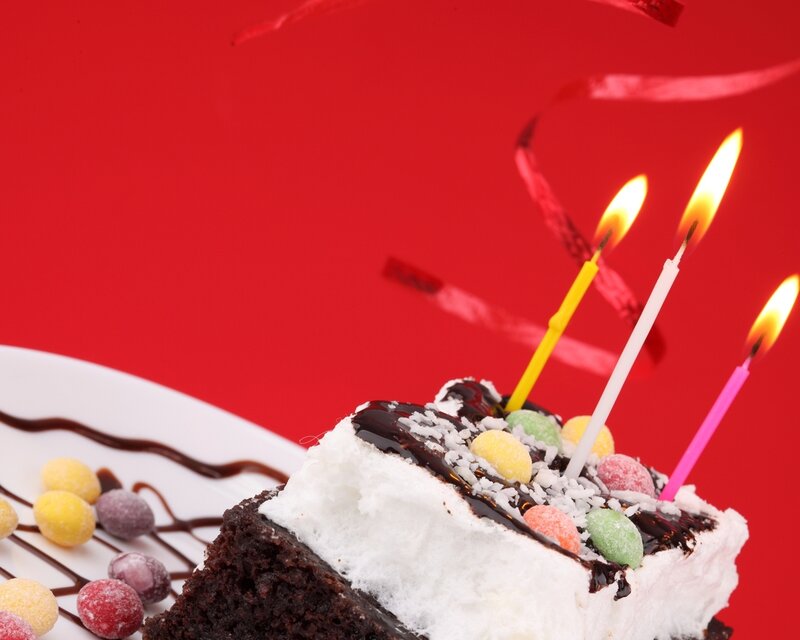 Slice of Chocolate Cake — Red, Celebratory