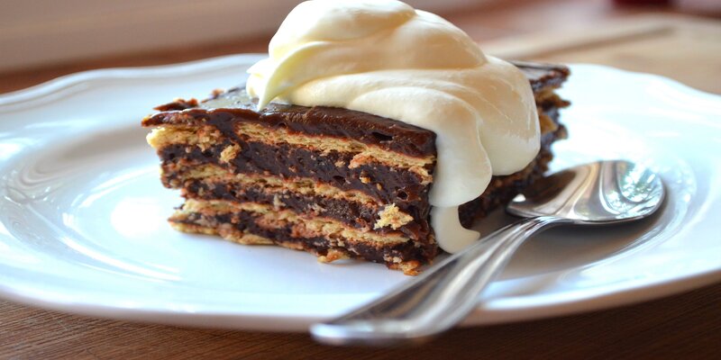Slice of Chocolate Cake — White, Appetizing, Afternoon