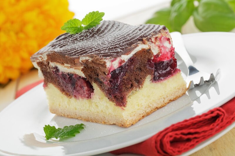 Slice of Chocolate Cake — White, Appetizing, Photograph