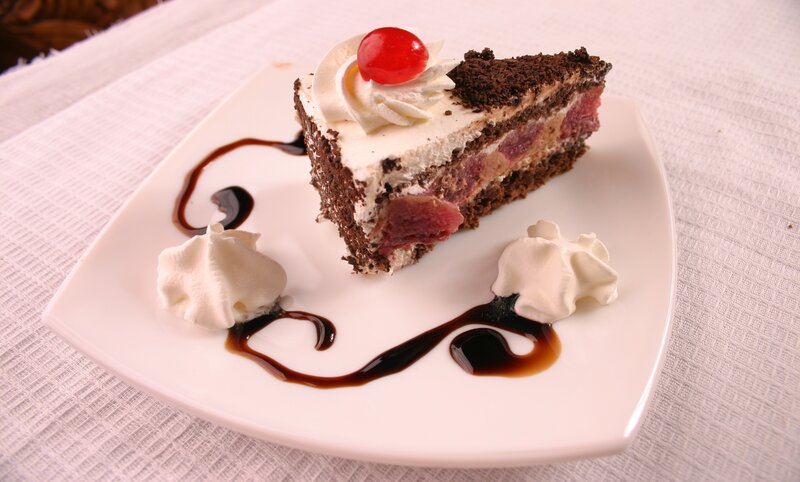 Slice of Chocolate Cake — White, Appetizing